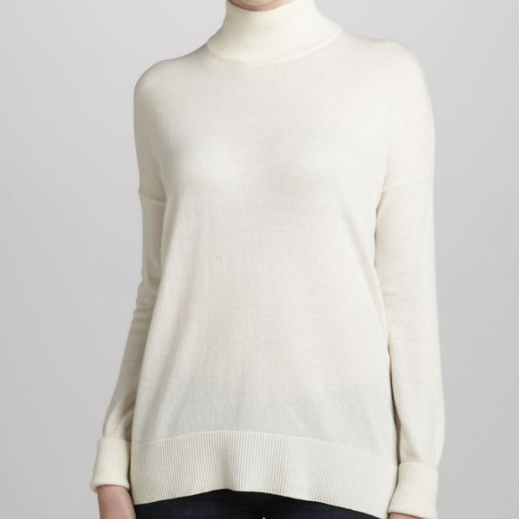 Theory Cashmere Sutton B Turtleneck Sweater Knit Size Xs Ivory